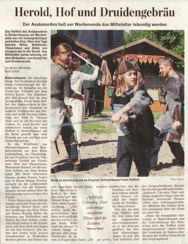 Artikel zum Hoffest im Pflzer Merkur vom 22. Juli 2008